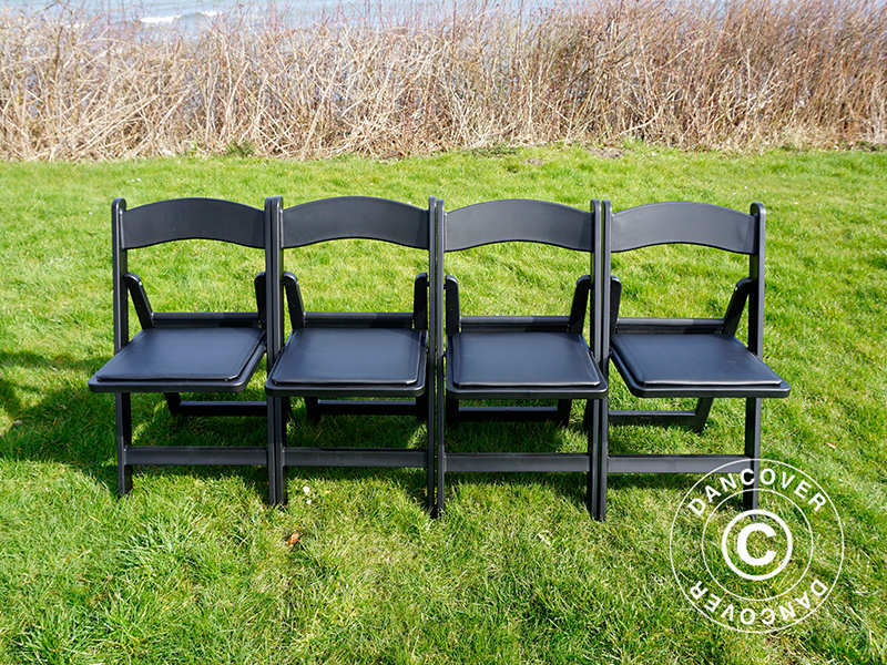 Padded Folding Chairs, Black, 44x46x77 cm, 24 pcs.
