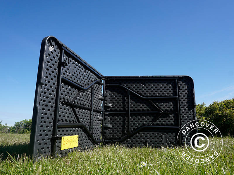 Party package, 1 folding table (180 cm) + 8 chairs, Black