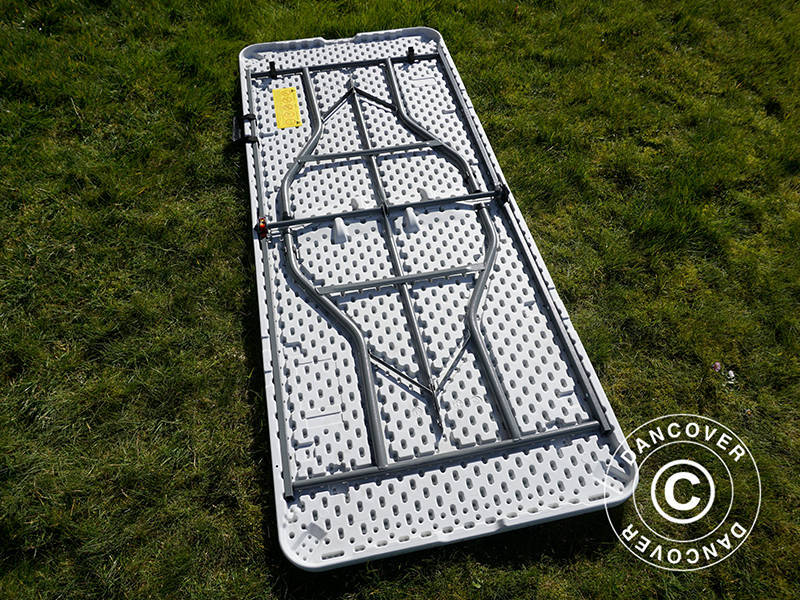 Party package, 1 folding table (180cm) + 8 chairs, Light grey/White