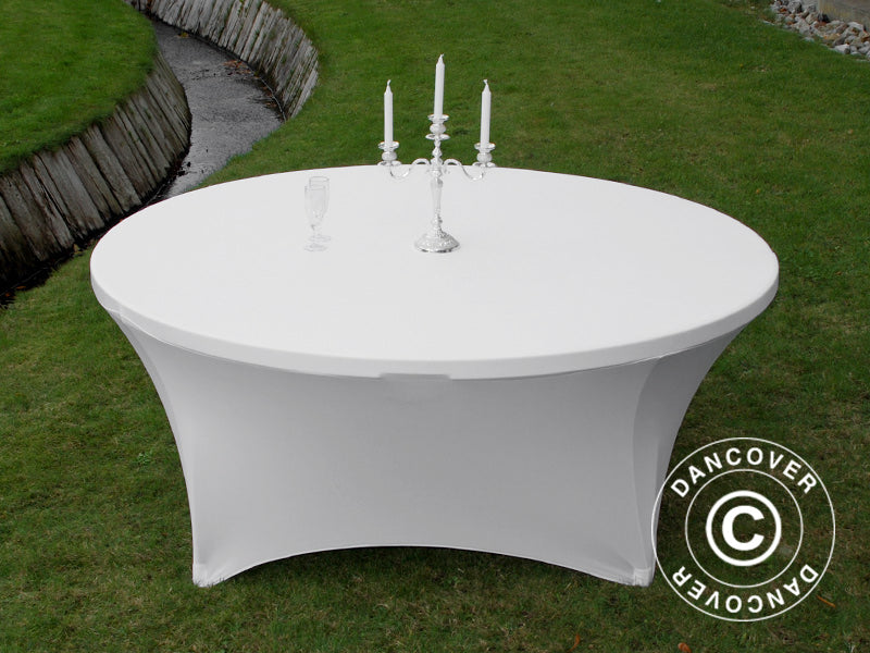 Stretch table cover Ø183x74 cm, White