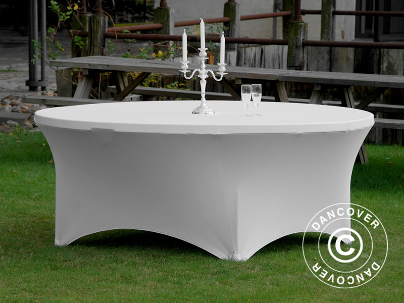 Stretch table cover Ø183x74 cm, White