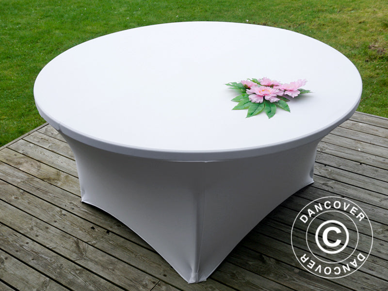 Stretch table cover Ø152x74 cm, White