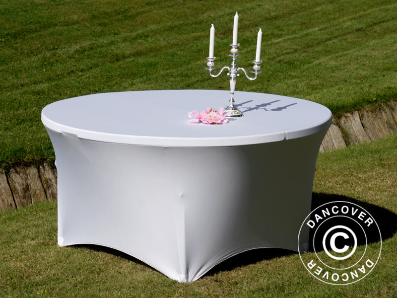 Stretch table cover Ø152x74 cm, White