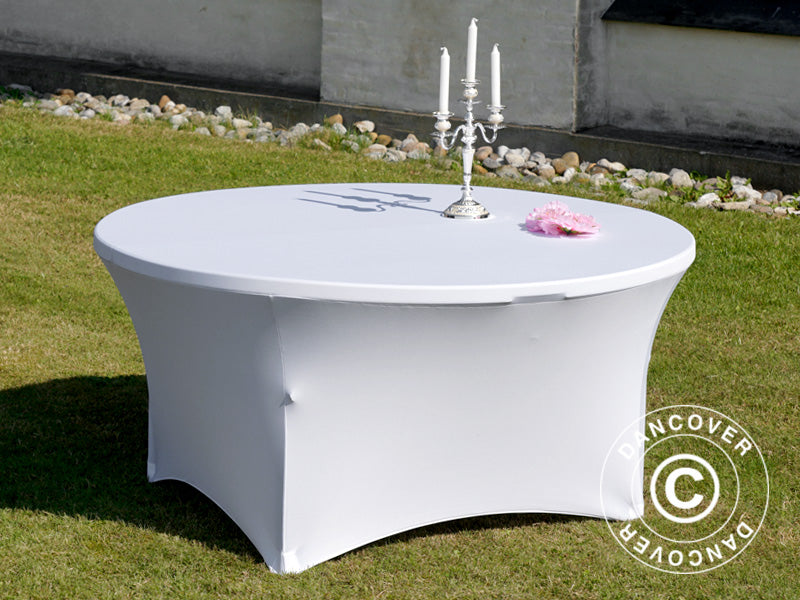 Stretch table cover Ø152x74 cm, White