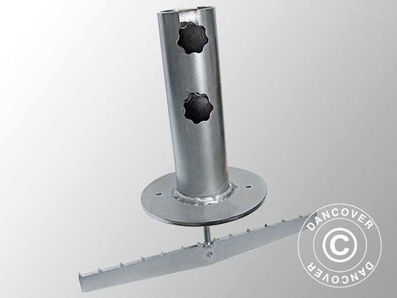 Parasol base for wooden terrace, Silver