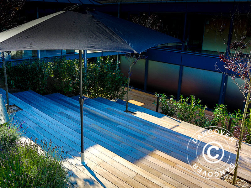 Parasol base for wooden terrace, Silver