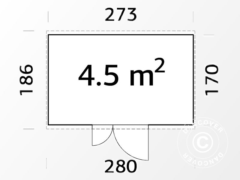 Wooden shed, 2.73x1.7x2.3 m, 4.5 m², Natural