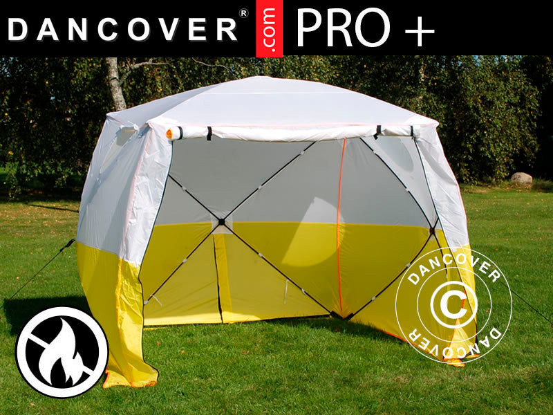 Work tent, FleXshelter PRO+, 2.5x2.5x2 m, PVC, Flame-retardant, Yellow/White