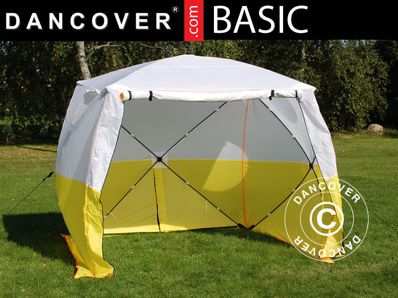 Work tent, FleXshelter Basic, 1.8x1.8x2 m, Flame-retardant, Yellow/White