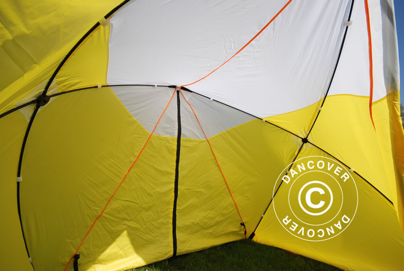 Work tent, FleXshelter Basic Triangle, 1.8x1.9x2 m, Flame-retardant, Yellow/White
