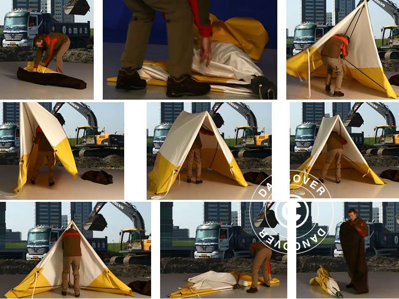 Work tent, FleXshelter PRO, Type PZ, 1.7x1.8x1.65 m, White/yellow