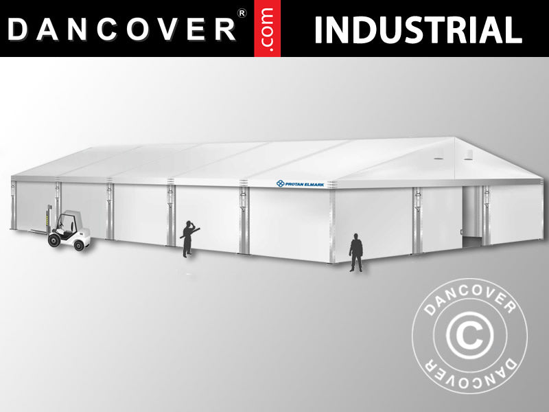 Industrial Storage Shelter Alu 12x25x5.92 m w/sliding gate, PVC, White