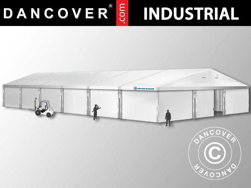 Industrial Storage Shelter Alu 15x30x6.53 m w/sliding gate, PVC, White