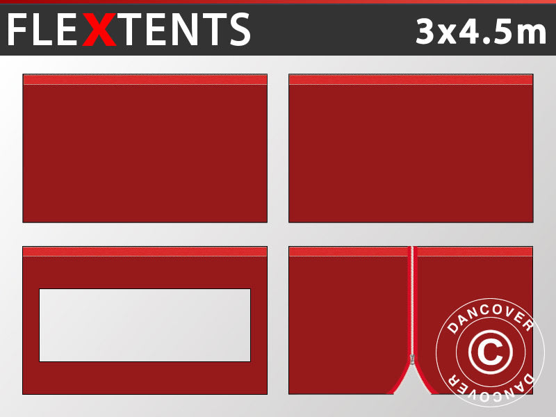 Sidewall kit for Pop up gazebo FleXtents 3x4.5 m, Red