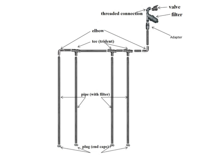Greenhouse irrigation system, self-flow, for 6 m greenhouses
