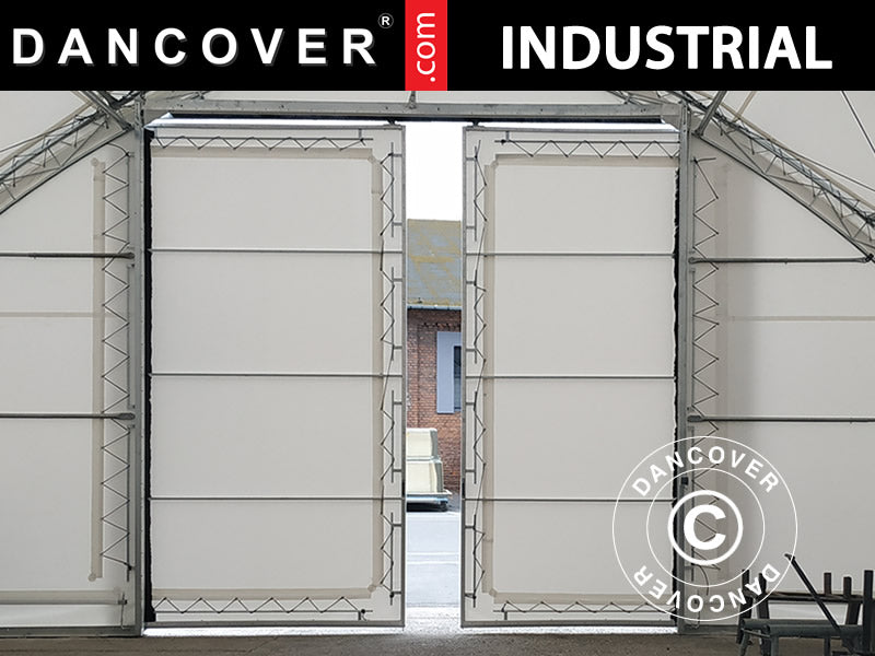 Sliding gate 3x3 m for storage shelter, arched tent 12 m, PVC, White