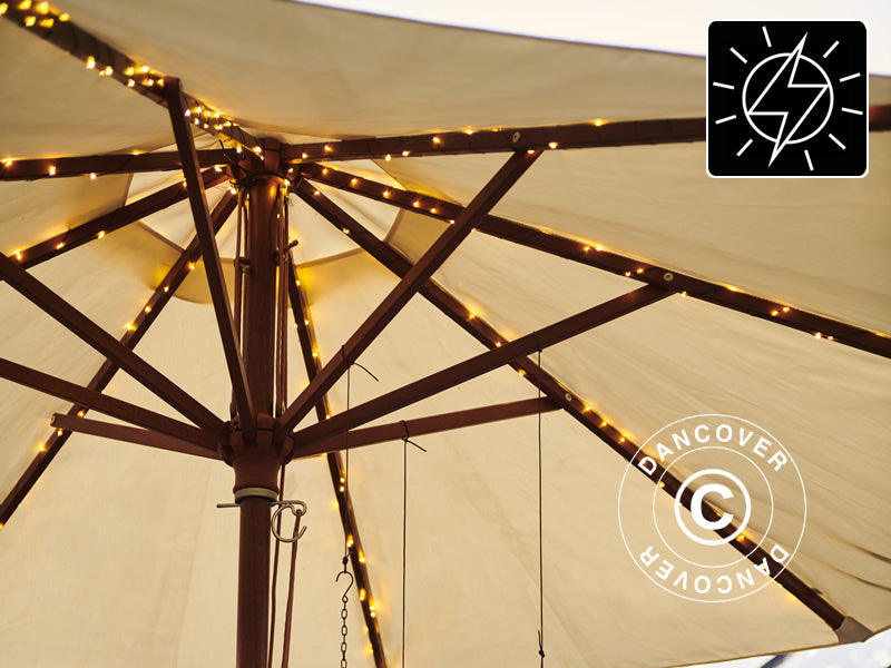 LED fairy lights solar f/parasol, Knirke, 8x2 m, Warm white