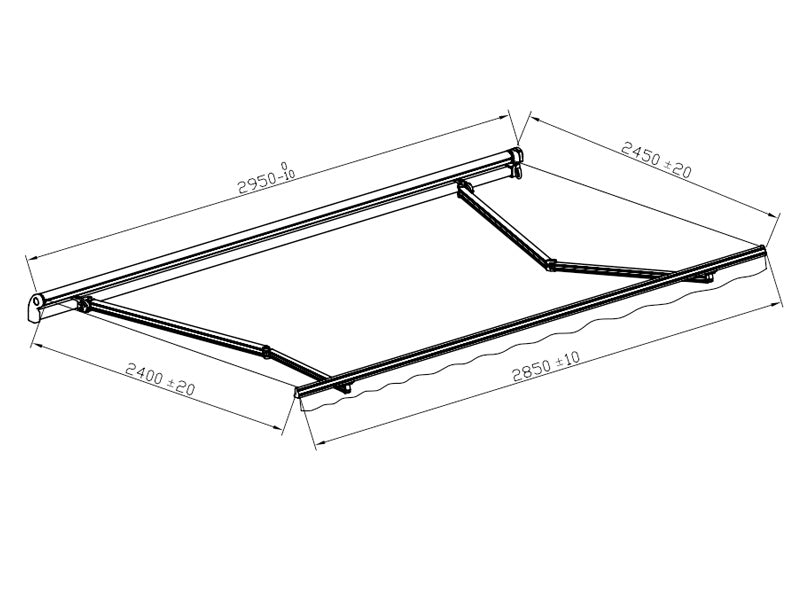 Awning w/Crank handle, 2.95x2.5 m, Grey/Grey Frame