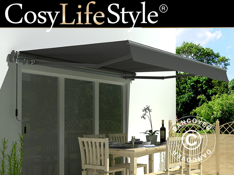 Awning w/Crank handle, 2.95x2.5 m, Grey/Grey Frame