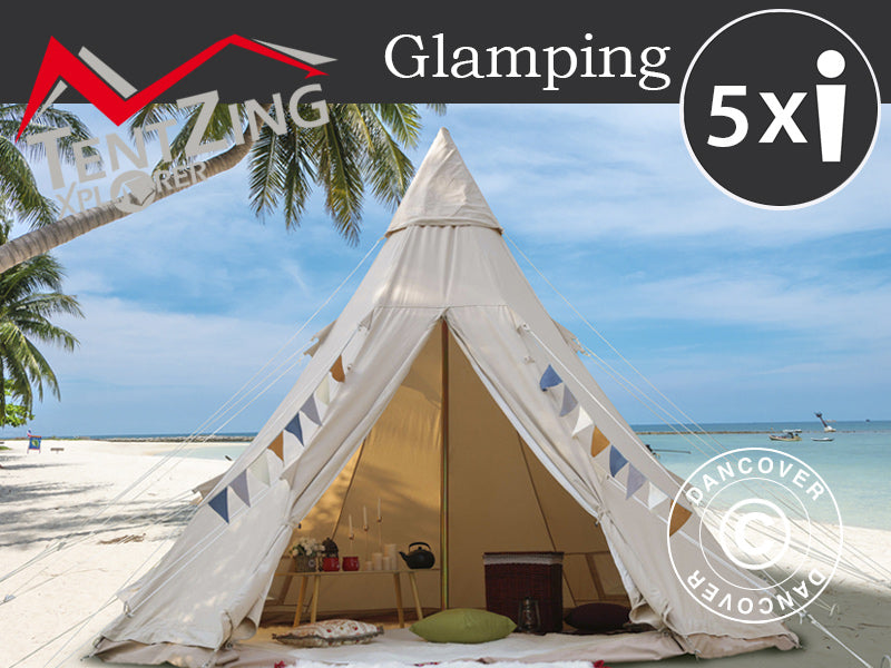 Tent for glamping, TentZing®, 5x5 m, 5 Persons, Sand