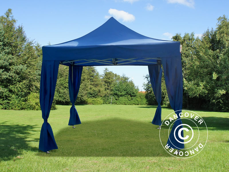 Pop up gazebo FleXtents PRO 3x3 m Blue, incl. 4 decorative curtains