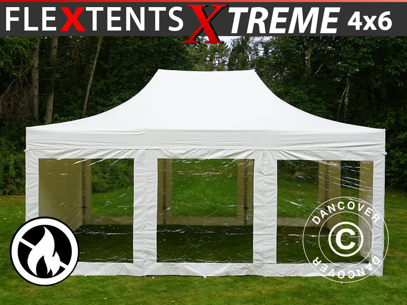 Pop up Gazebo FleXtents Xtreme 50 Heavy Duty 4x6 m White, incl. 8 sidewalls