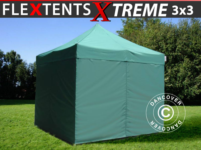 Pop up gazebo FleXtents Xtreme 60 3x3 m Green, incl. 4 sidewalls