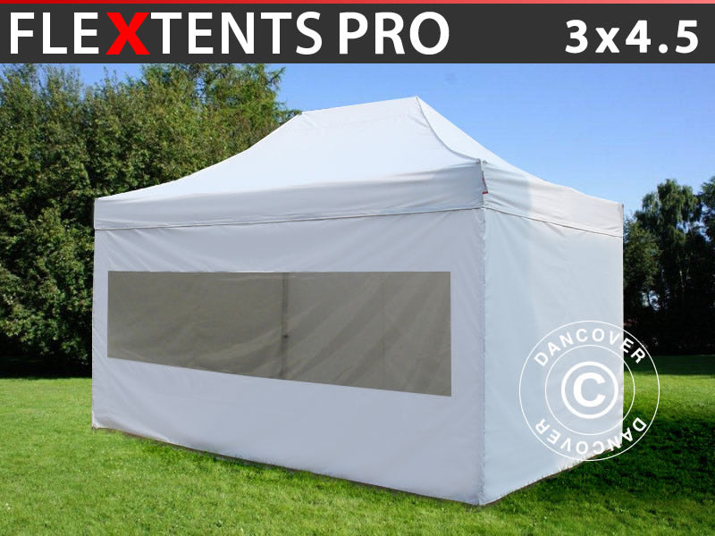 Pop up gazebo FleXtents PRO 3x4.5 m White, incl. 4 sidewalls
