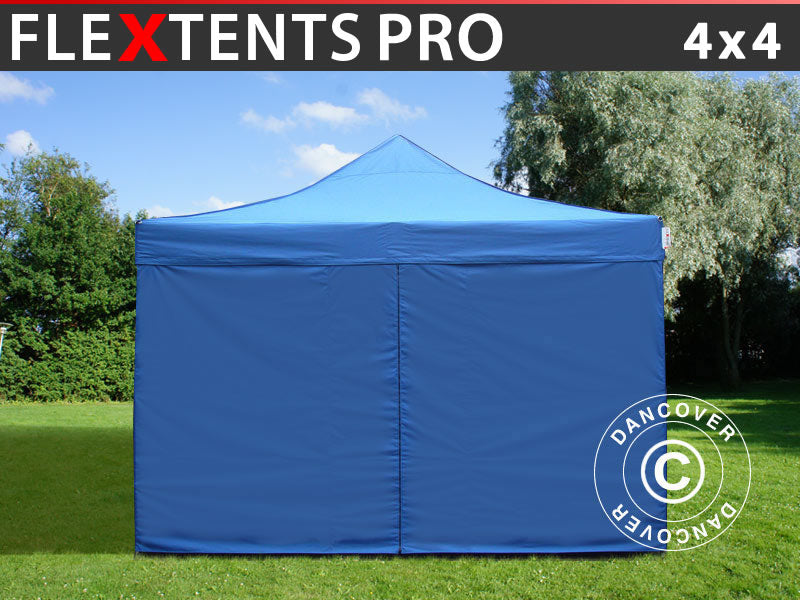 Pop up gazebo FleXtents PRO 4x4 m Blue, incl. 4 sidewalls