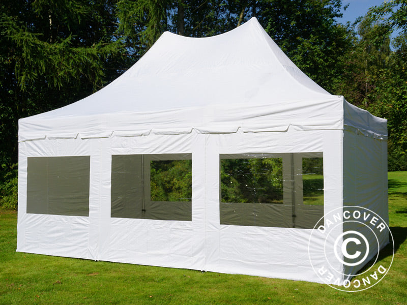 Pop up gazebo FleXtents PRO Peak Pagoda 4x6 m White, incl. 8 sidewalls