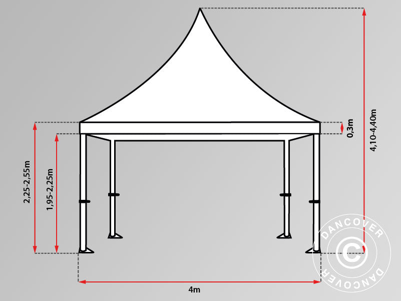 Pop up gazebo FleXtents PRO Peak Pagoda 4x6 m White, incl. 8 sidewalls