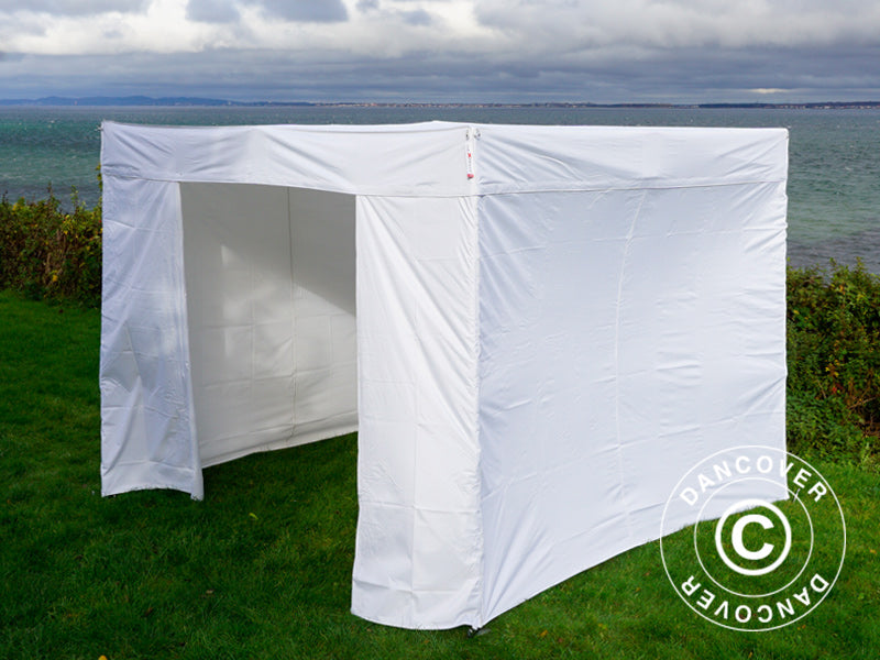 Pop up gazebo FleXtents® PRO Exhibition w/sidewalls, 3x3 m, White, Flame Retardant