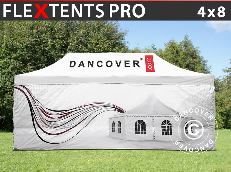 Pop up gazebo FleXtents PRO with full digital print, 4x8 m, incl. 4 sidewalls
