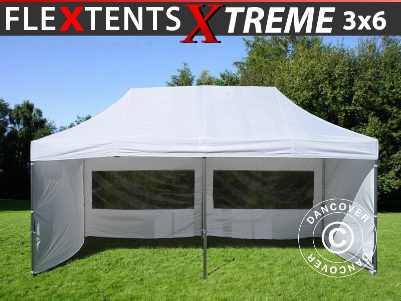 Pop up gazebo FleXtents Xtreme 60 3x6 m White, incl. 6 sidewalls
