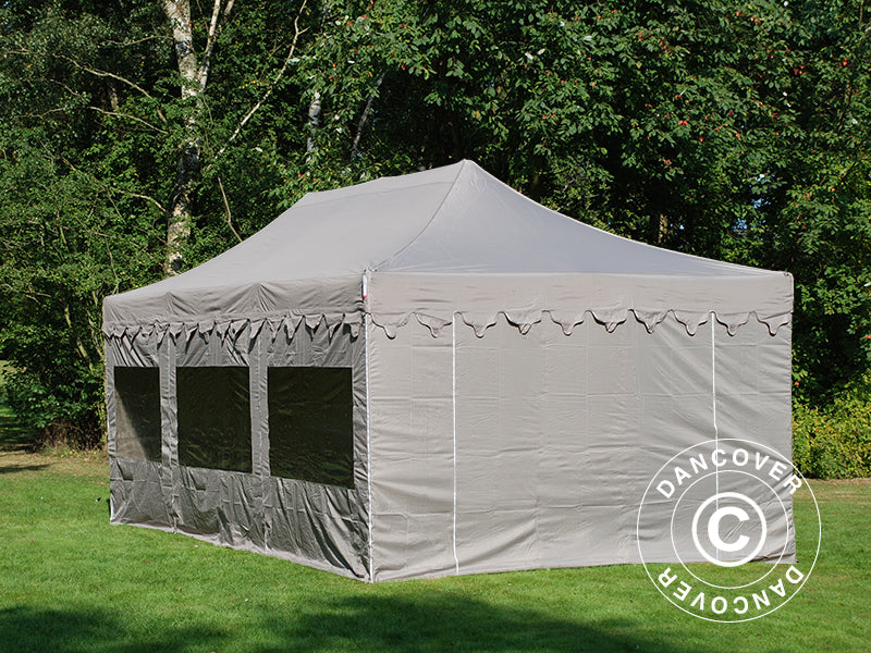 Pop up gazebo FleXtents PRO "Morocco" 4x6 m Latte, incl. 8 sidewalls