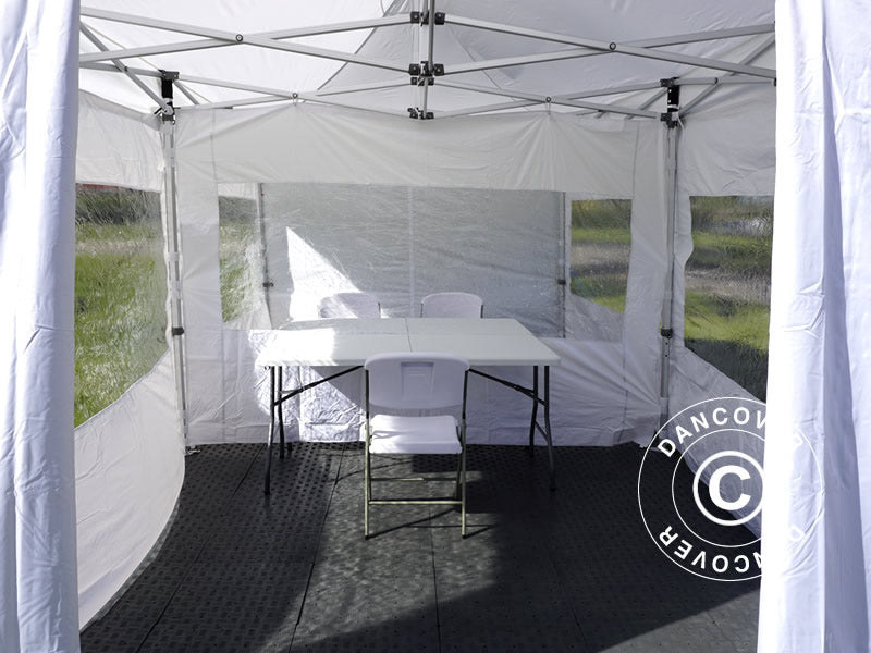 Visitor tent FleXtents PRO 4x6 m White, incl. 8 sidewalls and 1 transparent partition wall
