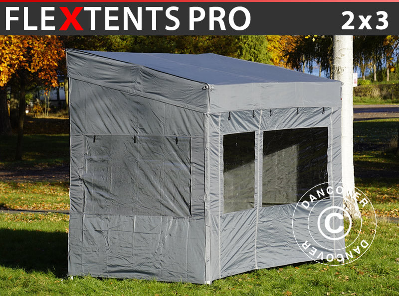 Pop up gazebo FleXtents PRO Trapezo 2x3 m Grey, incl. 4 sidewalls