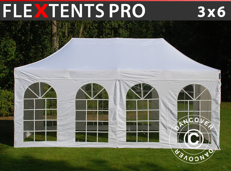 Pop up gazebo FleXtents PRO Vintage Style 3x6 m White, incl. 6 sidewalls