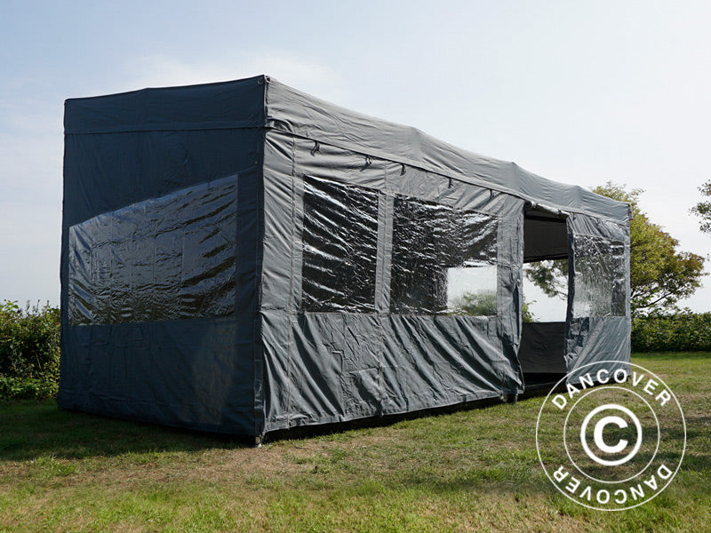 Pop up gazebo FleXtents PRO Trapezo 3x6 m Grey, incl. 4 sidewalls
