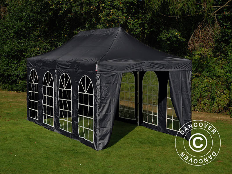 Pop up gazebo FleXtents Basic v.3, 3x6 m Black, incl. 4 sidewalls
