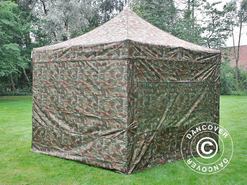 Pop up gazebo FleXtents PRO Steel 3x3 m Camouflage/Military, incl. 4 sidewalls