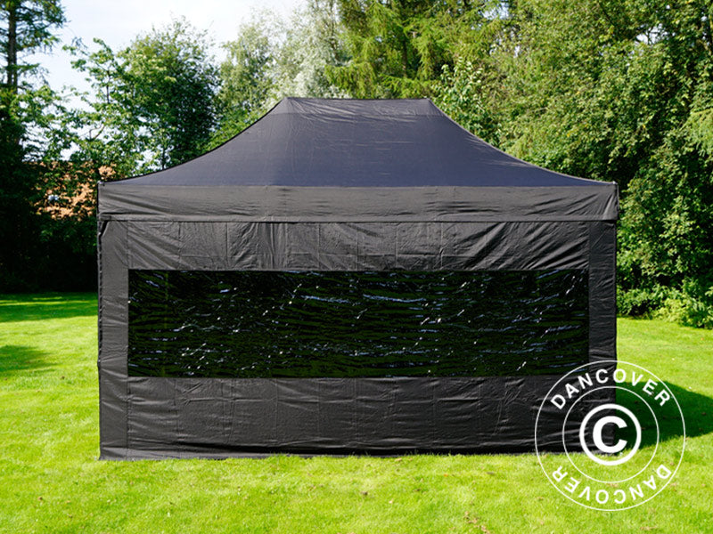 Pop up gazebo FleXtents PRO Steel 3x4.5 m, Black, incl. 4 sidewalls