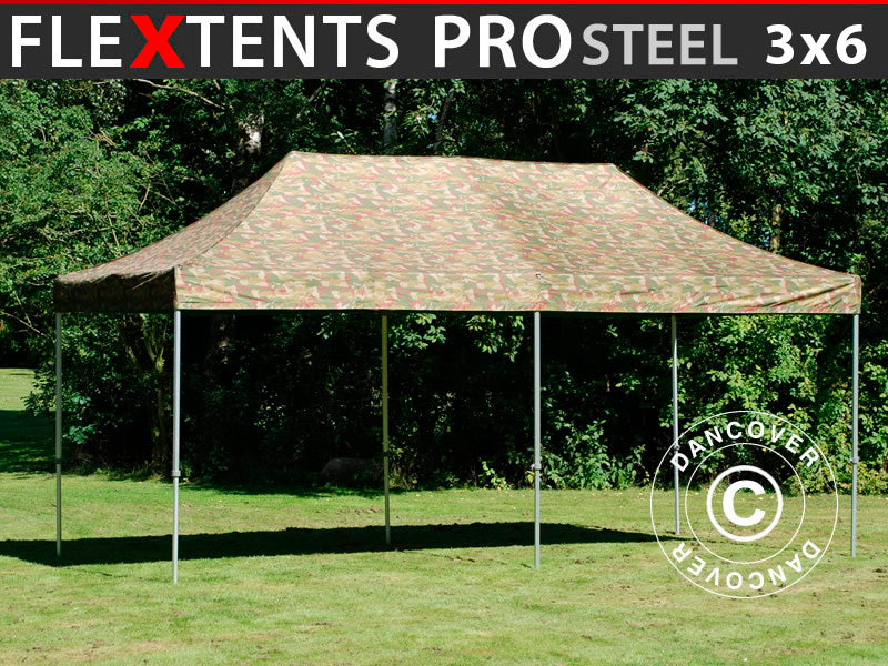 Pop up gazebo FleXtents PRO Steel 3x6 m Camouflage/Military