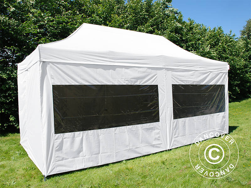 Pop up gazebo FleXtents PRO Steel 3x6 m White, Flame retardant, incl. 6 sidewalls