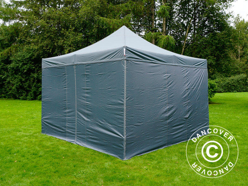 Pop up gazebo FleXtents PRO Steel 4x4 m Grey, incl. 4 sidewalls