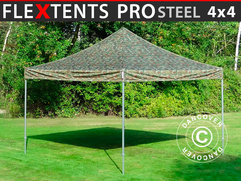 Pop up gazebo FleXtents PRO Steel 4x4 m Camouflage/Military ONLY 5 PCS. LEFT