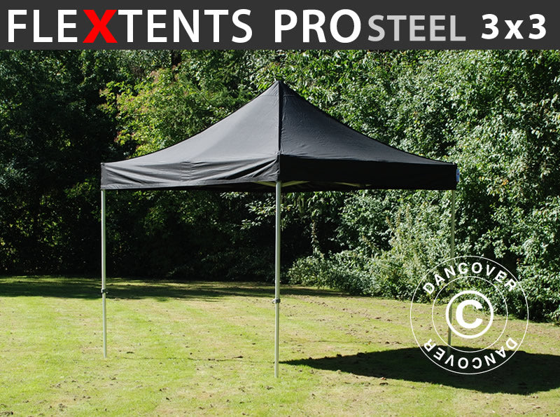 Pop up gazebo FleXtents PRO Steel 3x3 m Black