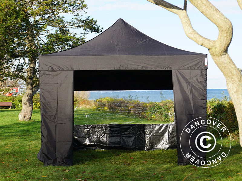 Pop up gazebo FleXtents Steel 4x4 m Black, incl. 4 sidewalls