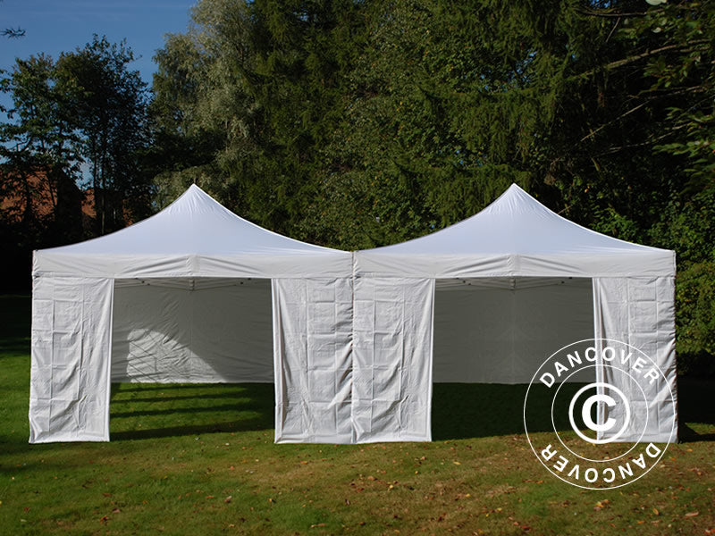 Pop up gazebo FleXtents Steel 8x8 m White, incl. 8 sidewalls