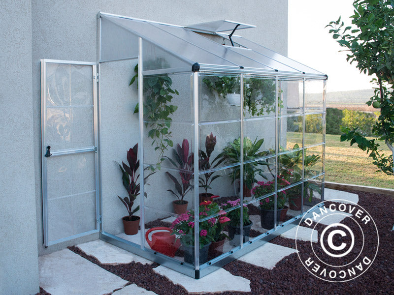 Lean-to Greenhouse Polycarbonate, 3.05 m², Palram/Canopia, 1.25x2.44x2.25 m, Silver